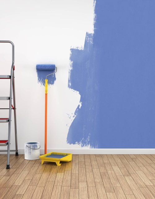 Painting of an empty room. Renovation house